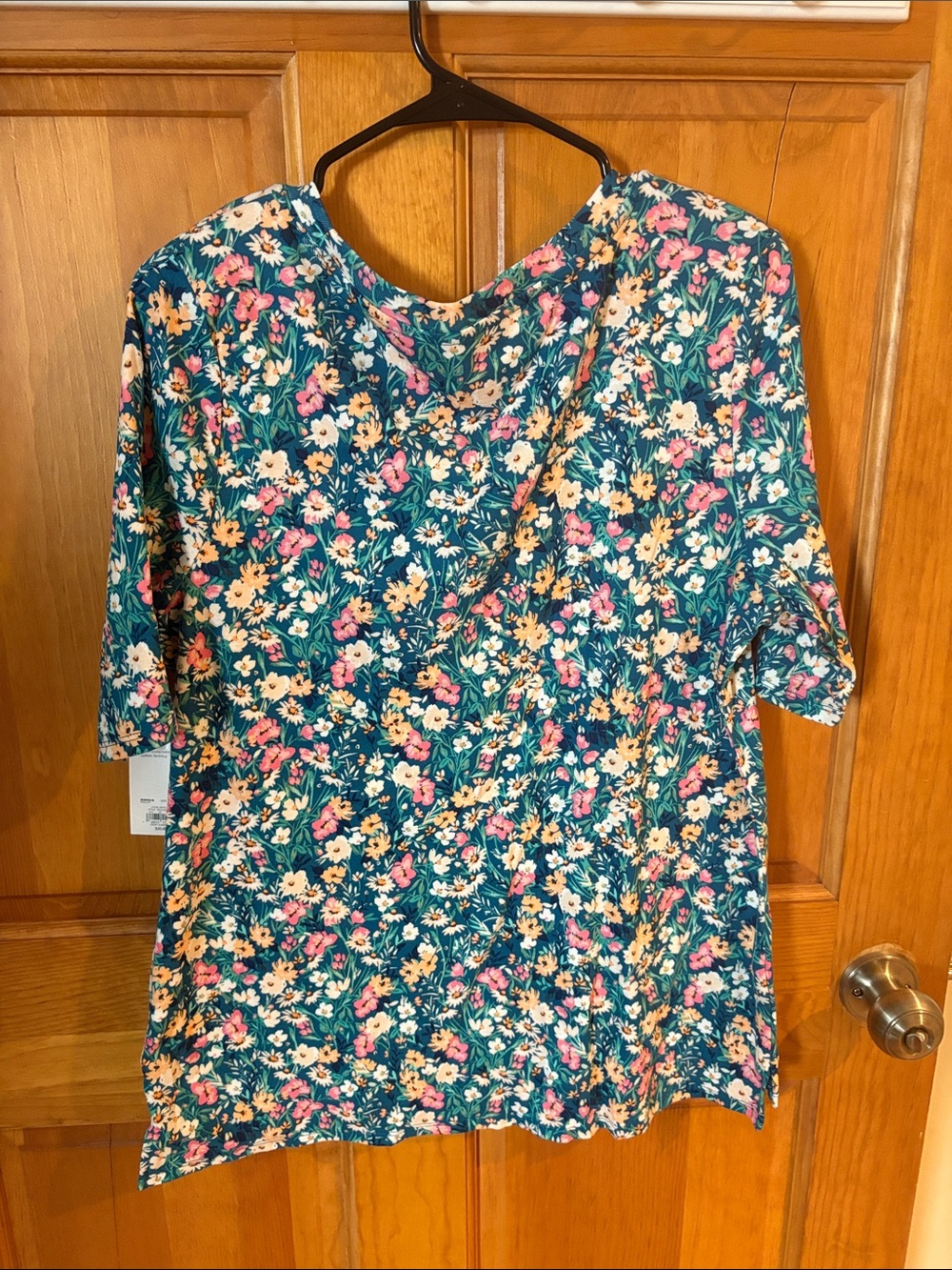 croft & barrow Teal Floral Short Sleeve Tee. Final price posted - Picture 4 of 4